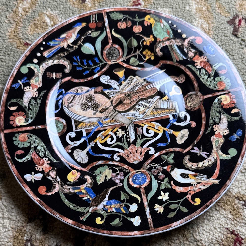 Villeroy & Boch Black Ceramic Plate with Multicolor Design